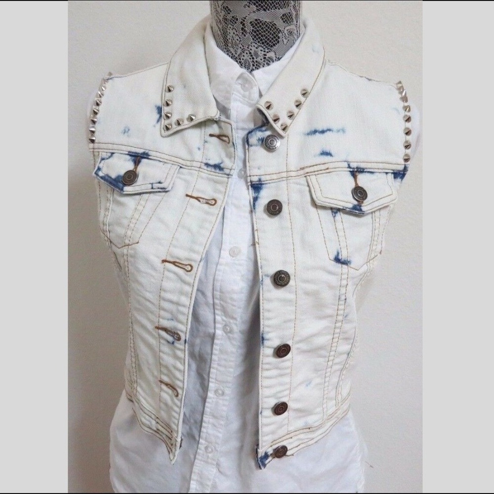 Sz M Blue Jean Denim Studded Chi Ole Girls #588 Vest